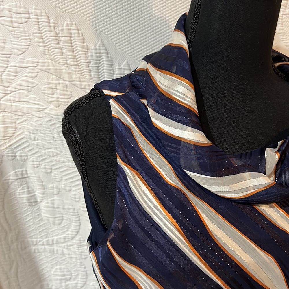 Signature by Robbie Bee navy/rust sleeveless dress, size 12, NWT - Picture 4 of 16